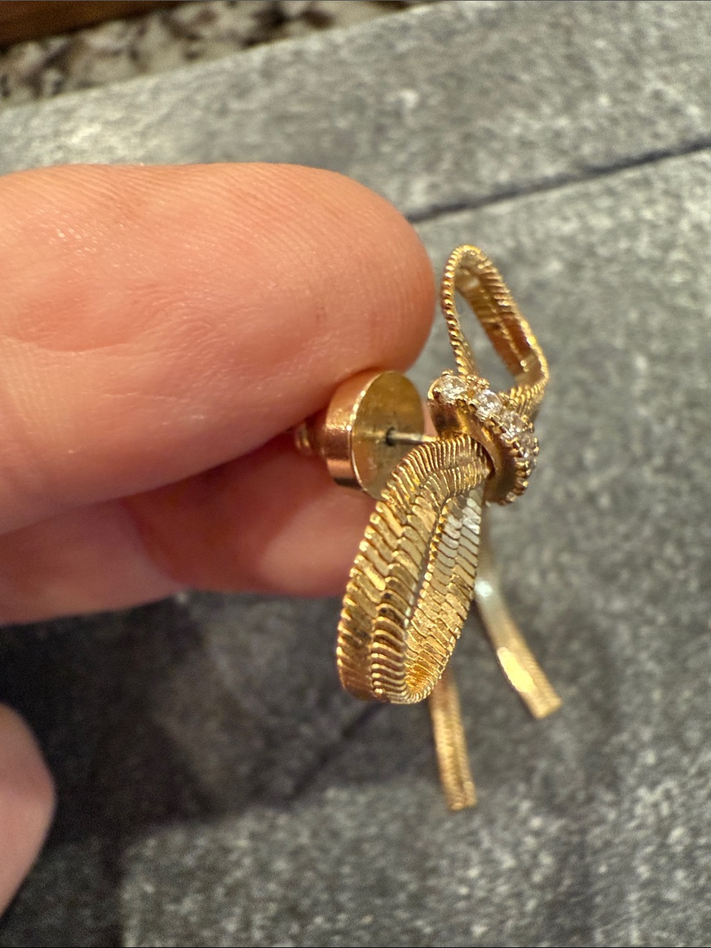 Gold Bow Drop Earrings - Picture 6 of 10